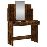 vidaXL Coiffeuse avec miroir chêne fumé 96x39x142 cm