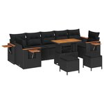 vidaXL Ensemble de canapé de jardin 10 Pièces Noir 90 x 55 x 71 cm