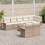 vidaXL Ensemble de canapé de jardin 9 Pièces Beige Poly rotin