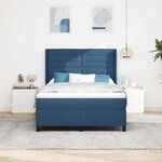 vidaXL Lit à ressort LED avec matelas Bleu 140 x 200 cm tissu