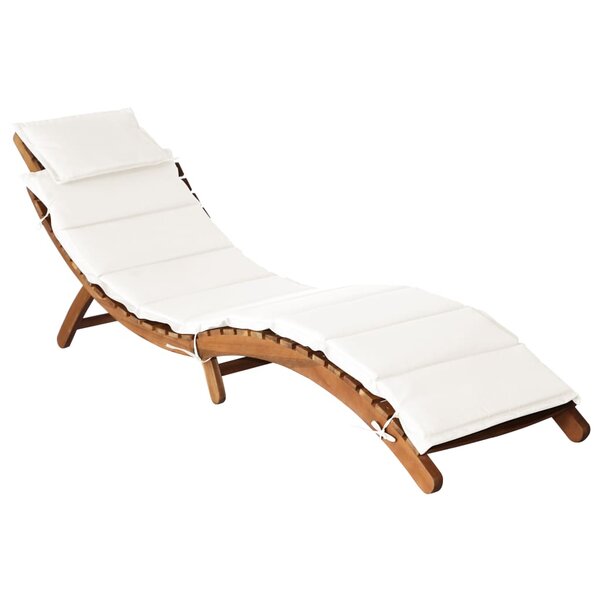 vidaXL Chaise longue avec coussin Bois d'acacia solide Crème