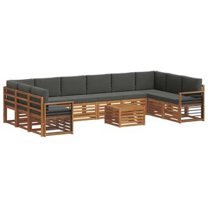 vidaXL Ensemble de canapés d'extérieur 11 pc Naturel et Anthracite