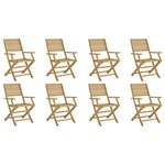vidaXL Chaises pliables de jardin lot de 8 bois massif d'acacia