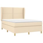 vidaXL Sommier à lattes de lit avec matelas Crème 140x200 cm Tissu