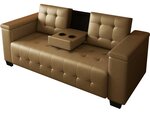 Canapé clic-clac convertible "Renarde" - 214 x 86 x 86 cm - 3 Places - Marron + Rangements
