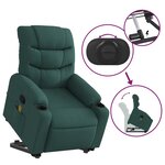 vidaXL Fauteuil inclinable de massage Vert foncé Tissu