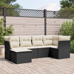 vidaXL Salon de jardin 6 Pièces avec coussins noir résine tressée