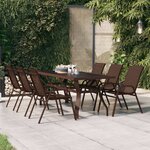 vidaXL Table de jardin Marron et noir 180x80x70 cm Acier et verre