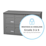 Bloc collectif Leabox 3x2  grade 3  simple face  extérieur  fixation murale  gris poussière ral 7037 finition brillante