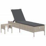 vidaXL Ensemble de chaises longues avec coussins 3Pièces gris clair rotin