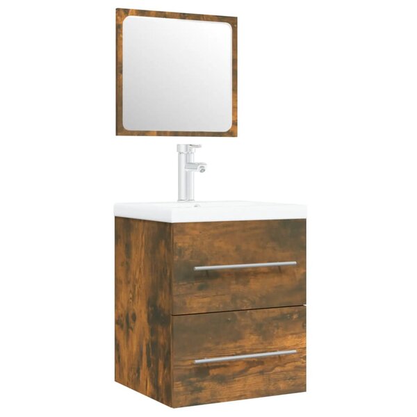 vidaXL Meuble lavabo avec bassin intégré Chêne fumé Bois d'ingénierie