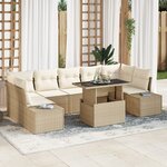 vidaXL Ensemble de canapé de jardin 8 pièces avec coussins beiges en poly rattan