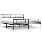 vidaXL Cadre de lit métal sans matelas avec pied de lit noir 200x200cm