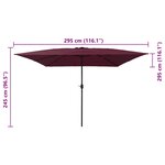 vidaXL Parasol de jardin Rouge et Noir 295 x 295 x 245 cm