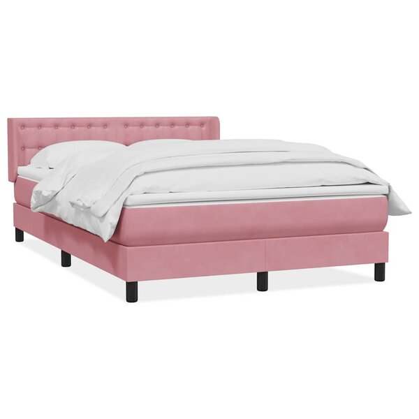 vidaXL Sommier à lattes de lit avec matelas rose 140x220 cm velours