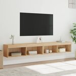 vidaXL Meubles TV avec lumières LED 2 Pièces chêne sonoma 100x30x30 cm