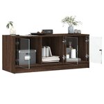 vidaXL Meuble TV avec portes en verre chêne marron 102x37x42 cm