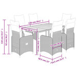 vidaXL Ensemble de bistro de jardin 7 Pièces coussins gris poly rotin