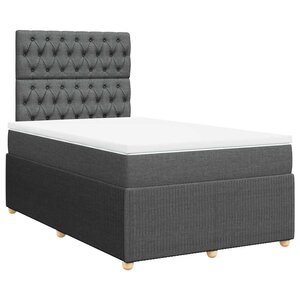 vidaXL Sommier à lattes de lit avec matelas gris foncé 120x190cm tissu