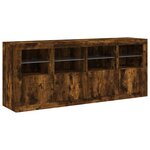 vidaXL Buffet avec lumières LED chêne fumé 163x37x67 cm