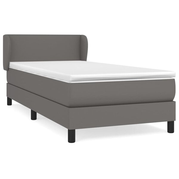 vidaXL Sommier à lattes de lit avec matelas Gris 80x200 cm Similicuir