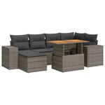 vidaXL Salon de jardin avec coussins 7 Pièces gris résine tressée