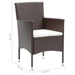 vidaXL Meubles à dîner de jardin et coussins 7 Pièces Poly rotin Marron