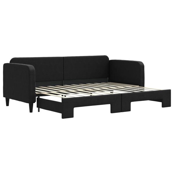 vidaXL Lit de jour avec lit gigogne noir 80x200 cm tissu