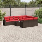 vidaXL Salon de jardin et coussins 11 Pièces marron résine tressée