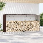 vidaXL Abri de stockage de bois Acier galvanisé 330x84x152 cm Marron