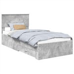 vidaXL Cadre de lit Gris béton 90 x 200 cm Bois d'ingénierie