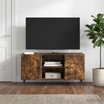 vidaXL Meuble TV Chêne fumé 102 x 34 5 x 50 cm Bois d'ingénierie