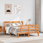vidaXL Cadre de lit et tête de lit sans matelas cire marron 150x200 cm