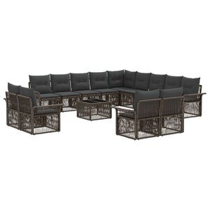 vidaXL Ensemble de canapé de jardin 14 Pièces Gris et Gris foncé