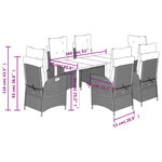 vidaXL Ensemble à manger de jardin et coussins 7 Pièces beige poly rotin
