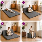 vidaXL Canapé-lit pliable 140 x 67 x 15 cm Gris foncé