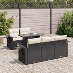 vidaXL Salon de jardin 6 Pièces avec coussins noir résine tressée