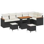 vidaXL Ensemble de canapé de jardin avec coussin 9 Pièces Noir Poly rotin