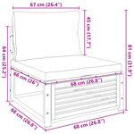 vidaXL Canapé de jardin sans accoudoirs coussins bois massif d'acacia