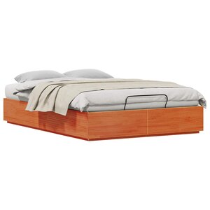 vidaXL Cadre de lit ottoman Brun Ciré 150 x 200 cm Pin massif
