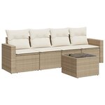 vidaXL Salon de jardin avec coussins 5 Pièces beige résine tressée