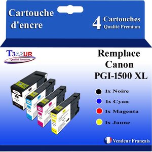 T3AZUR - 4x Cartouches compatibles avec Canon PGI1500XL PGI-1500 XL pour Canon Maxify MB2050 MB2150 MB2155 MB2350 MB2750 MB2755