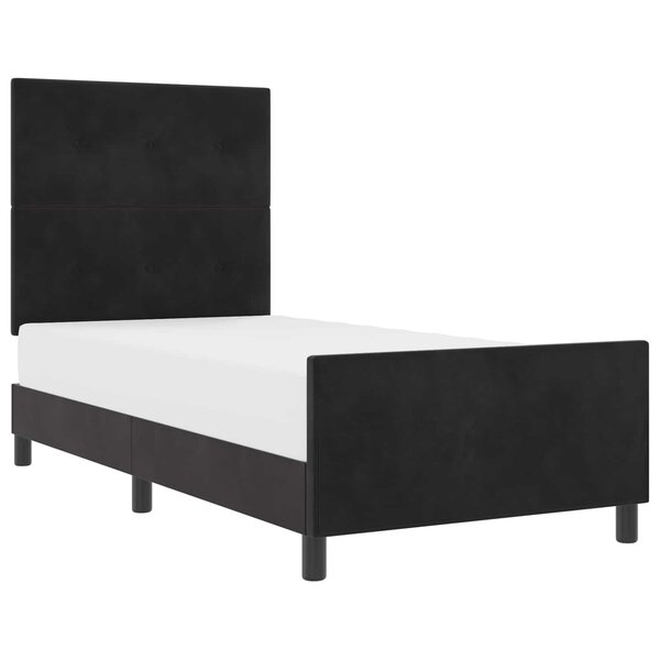 vidaXL Lit à ressorts avec tête de lit Noir 100 x 200 cm Velours