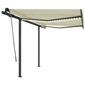 vidaXL Auvent manuel rétractable avec LED 3x2 5 m Crème