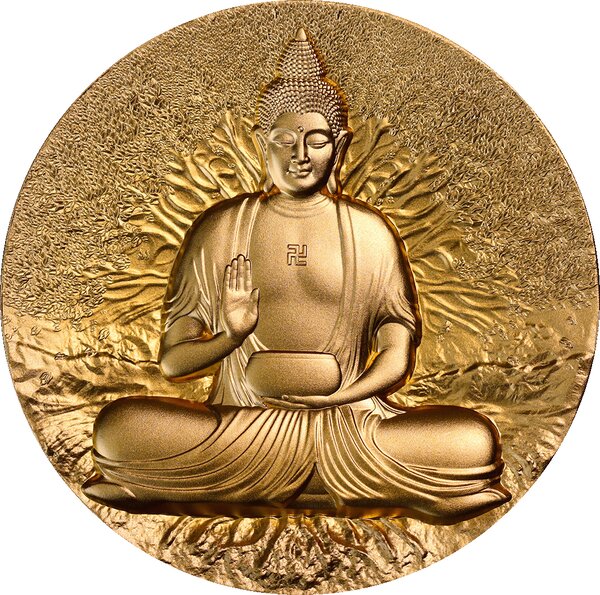 THE BUDDHA Creator of Buddhism 2 Once Gold Gilded Argent Monnaie 2000 CFA Francs Gabon 2025