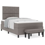 vidaXL Lit à ressorts avec matelas et banc taupe 120x200 cm Tissu