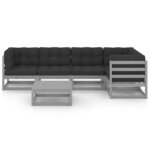 vidaXL Salon de jardin 6 Pièces avec coussins Bois de pin massif