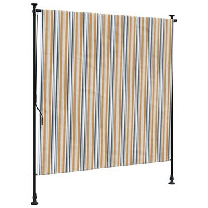 vidaXL Store roulant d'extérieur jaune et blanc 200x270 cm tissu acier