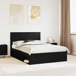 vidaXL Cadre de lit avec stockage Noir 160 x 200 cm Bois de pin massif