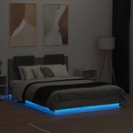 vidaXL Cadre de lit avec LED sans matelas sonoma gris 135x190 cm